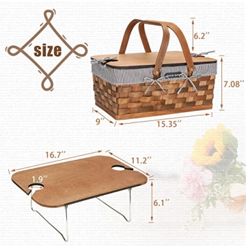 Woodchip Picnic Basket with Wine Table for Memorable Outings