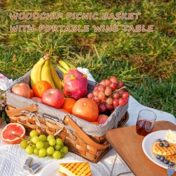 Woodchip Picnic Basket with Wine Table for Memorable Outings