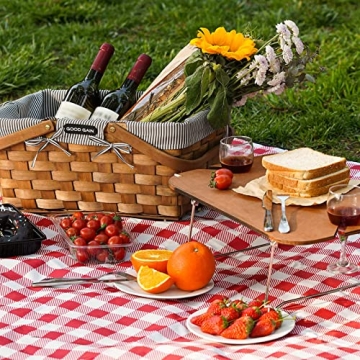 Woodchip Picnic Basket with Wine Table for Memorable Outings