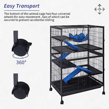 Polar Aurora Metal Small Animal Cage 5 Tiers Homes for Pets Removable Ferret Cage with Lockable Whee...