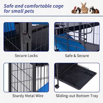 Polar Aurora Metal Small Animal Cage 5 Tiers Homes for Pets Removable Ferret Cage with Lockable Wheels, 50" H Deluxe Chinchilla Cage with Hammock and Removable Tray