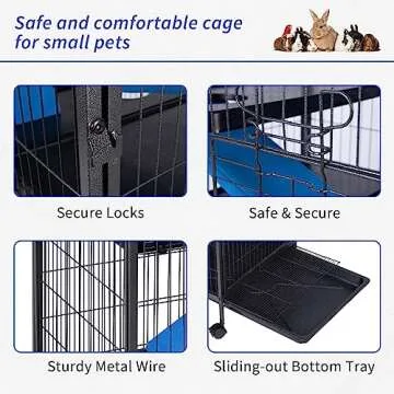 Polar Aurora Metal Small Animal Cage 5 Tiers Homes for Pets Removable Ferret Cage with Lockable Wheels, 50" H Deluxe Chinchilla Cage with Hammock and Removable Tray