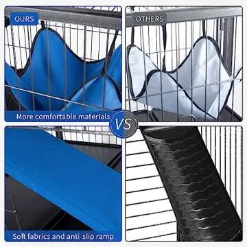 Polar Aurora Metal Small Animal Cage 5 Tiers Homes for Pets Removable Ferret Cage with Lockable Wheels, 50" H Deluxe Chinchilla Cage with Hammock and Removable Tray