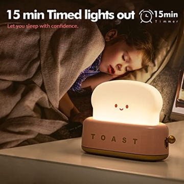 QANYI Kawaii Toaster Lamp - Rechargeable Cute Night Light