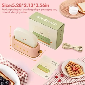 QANYI Kawaii Toaster Lamp - Rechargeable Cute Night Light