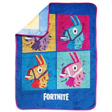Fortnite Blue Llama Travel Blanket - Measures 40 x 50 inches, Bedding Features Warhol Design - Fade ...