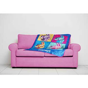 Fortnite Blue Llama Travel Blanket - Measures 40 x 50 inches, Bedding Features Warhol Design - Fade Resistant Super Soft Plush Fleece (Official Product)