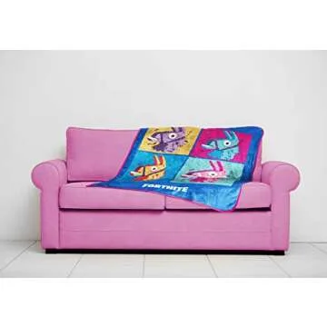 Fortnite Blue Llama Travel Blanket - Measures 40 x 50 inches, Bedding Features Warhol Design - Fade Resistant Super Soft Plush Fleece (Official Product)