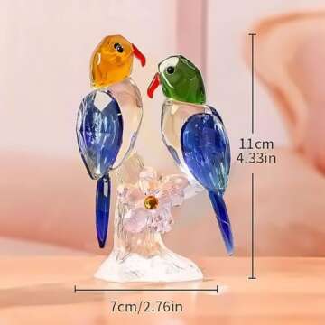 JinShiY Glass Birds Figurines Collectibles Art Crystal Parrot Animal Figurines Craft Ornament Home Table Decor,Gift Boxed (Blue)