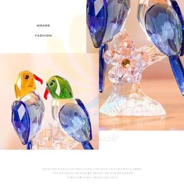 JinShiY Glass Birds Figurines Collectibles Art Crystal Parrot Animal Figurines Craft Ornament Home Table Decor,Gift Boxed (Blue)