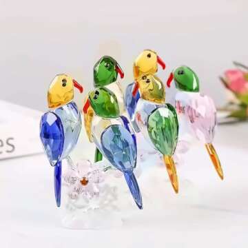 JinShiY Glass Birds Figurines Collectibles Art Crystal Parrot Animal Figurines Craft Ornament Home Table Decor,Gift Boxed (Blue)