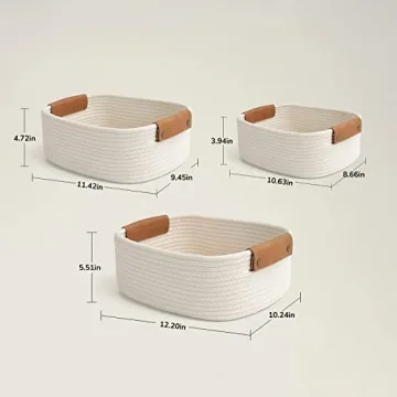 Stylish CHICVITA Cotton Rope Woven Baskets Set