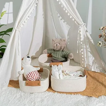 Stylish CHICVITA Cotton Rope Woven Baskets Set