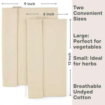 MEEMA Eco-Friendly Vegetable Crisper Bags - Reusable Produce Bags for Lettuce, Veggies, Upcycled Cot...