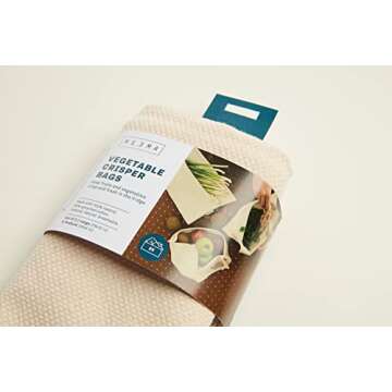 MEEMA Eco-Friendly Vegetable Crisper Bags - Reusable Produce Bags for Lettuce, Veggies, Upcycled Cotton Vegetable Storage Bags, Breathable, Washable, Vegetable Bags for Refrigerator (Large, 2-Pack)