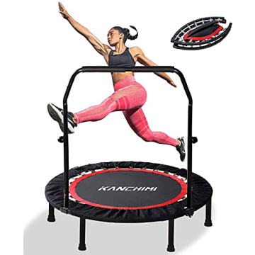 Kanchimi 48" Folding Mini Fitness Indoor Exercise Workout Rebounder Trampoline with Handle, Max Load...