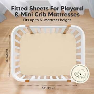 Pack and Play Sheets Fitted, 2-Pack Mini Crib Sheets - Pack N Play Sheets, Fitted Crib Sheet for Pac...