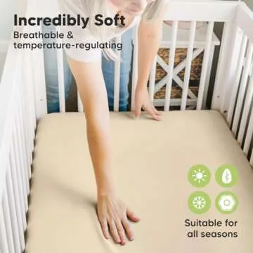 Pack and Play Sheets Fitted, 2-Pack Mini Crib Sheets - Pack N Play Sheets, Fitted Crib Sheet for Pack and Play Mattress, Playard Baby Crib Sheets, Crib Sheets Neutral for Boys, Girls (Khaki)