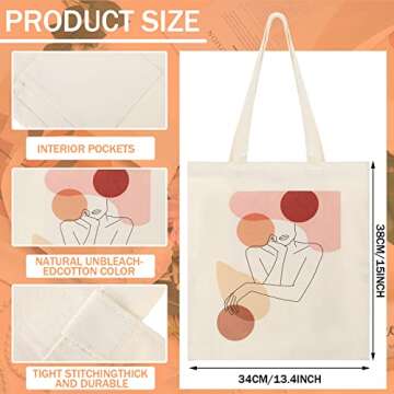 Saintrygo 3 Pcs Boho Tote Bag Reusable Aesthetic Canvas Tote Minimalist Grocery Bags Gifts for Women...