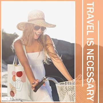 Saintrygo 3 Pcs Boho Tote Bag Reusable Aesthetic Canvas Tote Minimalist Grocery Bags Gifts for Women Travel Shopping