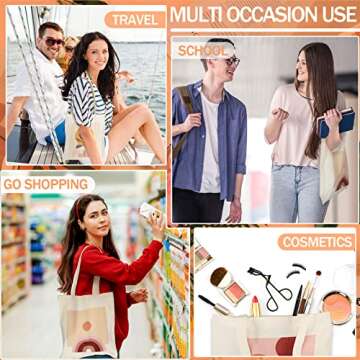 Saintrygo 3 Pcs Boho Tote Bag Reusable Aesthetic Canvas Tote Minimalist Grocery Bags Gifts for Women Travel Shopping