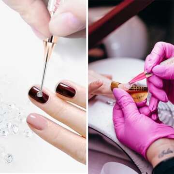 2 Pcs Dual End Nail Rhinestone Picker Dotting Wax Pen, Wax Tip Rhinestone Pen Tool, Dual Tips Pick Up Applicator DIY Nail Dotting Pen for Gems, Crystals, Nail Accessories for Manicure (Pink)