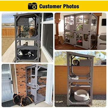 Aivituvin Cat Catio Outdoor Cat House Wooden Large Enclosure with Run on Wheels 70.9" Upgraded Version Catio with Reinforcement Strip,Waterproof Roof (Grey)