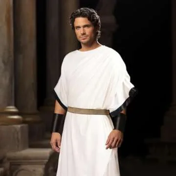 JEGERMIG Greek Toga Costume for Men Halloween roman Dionysus Style with Wristband Adult