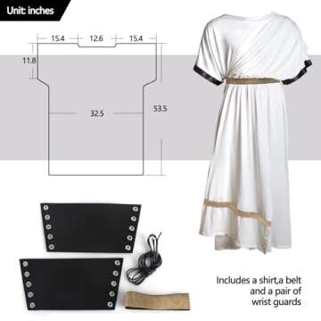 JEGERMIG Greek Toga Costume for Men Halloween roman Dionysus Style with Wristband Adult