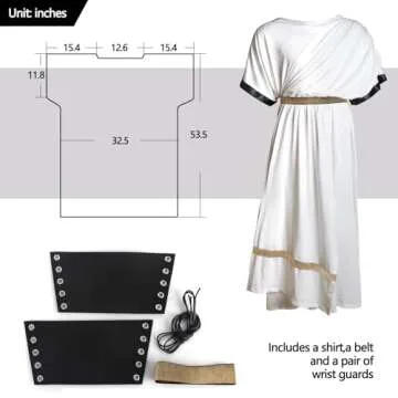 JEGERMIG Greek Toga Costume for Men Halloween roman Dionysus Style with Wristband Adult