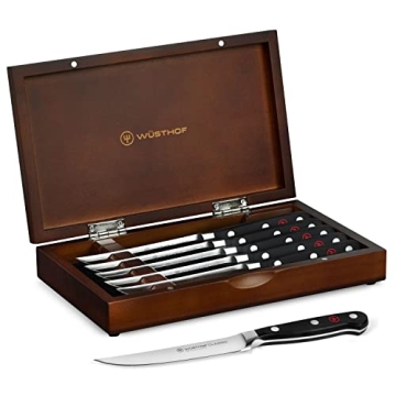 Premium Wusthof Classic Steak Knife Set with Wood Case - 6 Piece