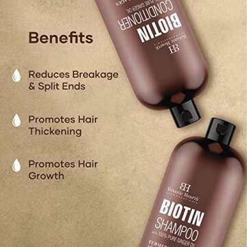 Botanic Hearth Biotin Shampoo and Conditioner Set - with Ginger Oil & Keratin for Hair Loss and Thinning Hair for Men and Women - Sulfate Free, 16 fl oz each