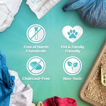 Trash Can Deodorizer Odor Eliminator - Garbage Can & Diaper Pail Deodorizer compatible with Dekor Munchkin Ubbi Diaper Genie, Odor Absorber Natural Activated Carbon Unscented Fragrance Free, 2 Pack