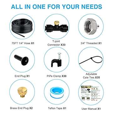 Bonviee 75FT Outdoor Misting Cooling System - Perfect for Patios and Gardens