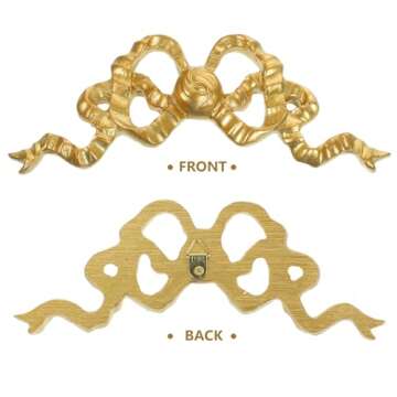 Artibetter Bow Decoration Decorative Appliques for Furniture Golden Bow-Knot Wall Craft Carved Wood Onlays Wall Appliques Onlay Hanging Wall Decor Resin Hanging Bow Art Craft Photo Frame