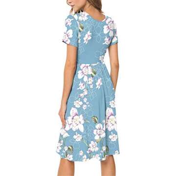 DB MOON Women Casual Short Sleeve Dresses with Pockets - Bohemian Style