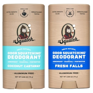 Dr. Squatch Men's Natural Deodorant - 2 Pack with Coconut & Fresh Scents
