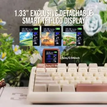 EPOMAKER RT100 97 Keys Gasket BT5.0/2.4G/USB-C Mechanical Keyboard with Customizable Display Screen, Knob, Hot Swappable Socket, 5000mAh Battery for Win/Mac (Retro White, Wisteria Tactile Switch)