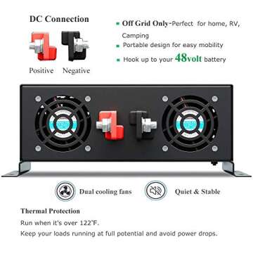 WZRELB 5000W 48V 120V Pure Sine Wave Power Inverter with 2 AC Outlets,Car Inverter
