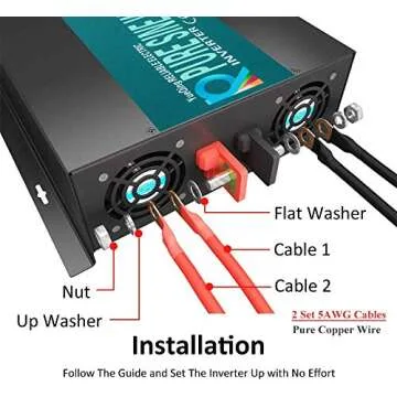 WZRELB 5000W 48V 120V Pure Sine Wave Power Inverter with 2 AC Outlets,Car Inverter