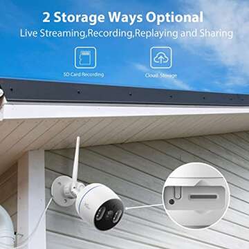 NGTeco Security Camera Outdoor, 1080P FHD 2.4G WiFi Cameras for Home Security - Spotlight IP Surveillance Waterproof Cam with Color Night Vision/2-Way Audio/Motion Detection/SD Card/Cloud Storage