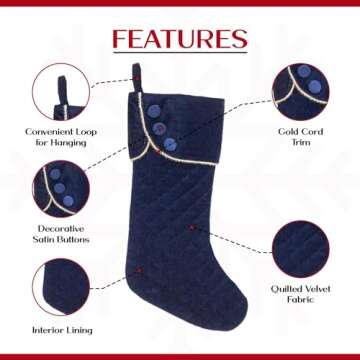 Elegant Sapphire Blue Velvet Christmas Stockings Set of 3