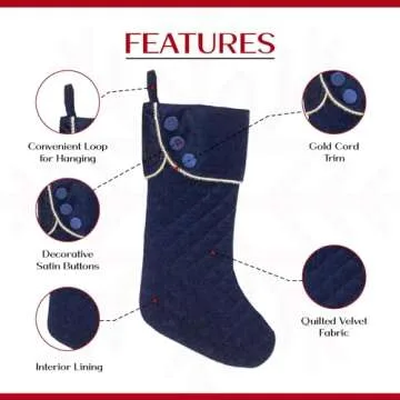 Elegant Sapphire Blue Velvet Christmas Stockings Set of 3