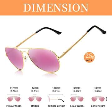 SODQW Aviator Sunglasses for Women Men Oversized with Metal Frame, Mirrored Polarized Aviator Sunglasses with UV Protection