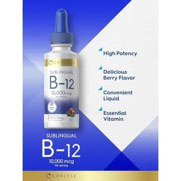 Carlyle Vitamin B12 Sublingual | 10,000mcg | 2 fl oz | Vegetarian, Non-GMO, Gluten Free Liquid Drops