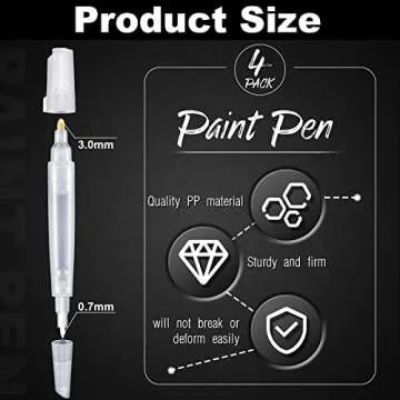 Epakh Set of 6 White Refillable Blank Paint Pens 3 mm and 0.7 mm Empty Clear Graffiti Markers Acryli...