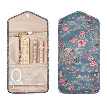 BAGSMART Travel Jewellery Organiser Roll Foldable Jewelry Case for Journey-Rings, Necklaces, Bracele...