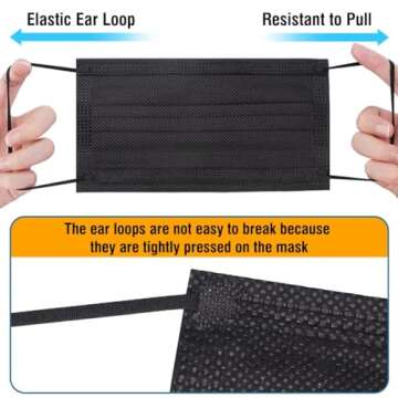 100 Pack Disposable Face Masks, 3 Layer Filter Protection Black Disposable Face Masks