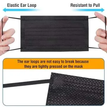 100 Pack Disposable Face Masks, 3 Layer Filter Protection Black Disposable Face Masks