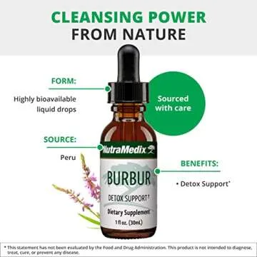 NutraMedix Burbur Supplement - Supports Full Body Detox Cleanse for Women & Men - Promote Antioxidant & Microbial Support - Herbal Tincture Made with Manayupa Leaf Extract (1oz / 30ml)